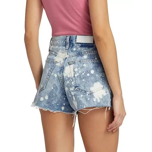 RE/DONE 70's High Rise Splashed Bleached Effect Denim Shorts Size 28 NEW - Picture 2 of 11